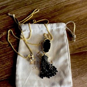 Kendra Scott adjustable long black and gold tassel pendant